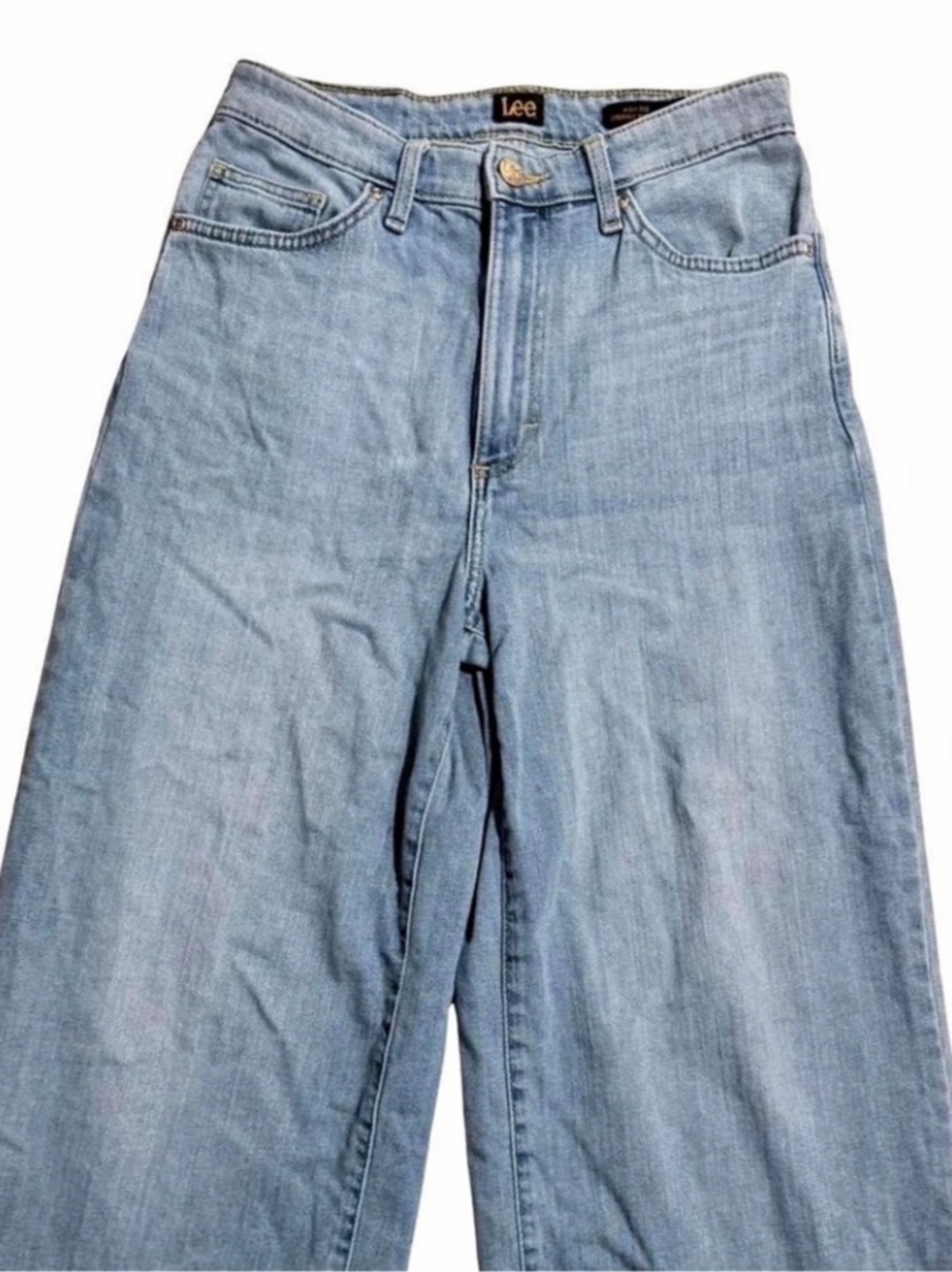 Lee High Rise Cropped Wide Leg Jeans Blue Waist 27